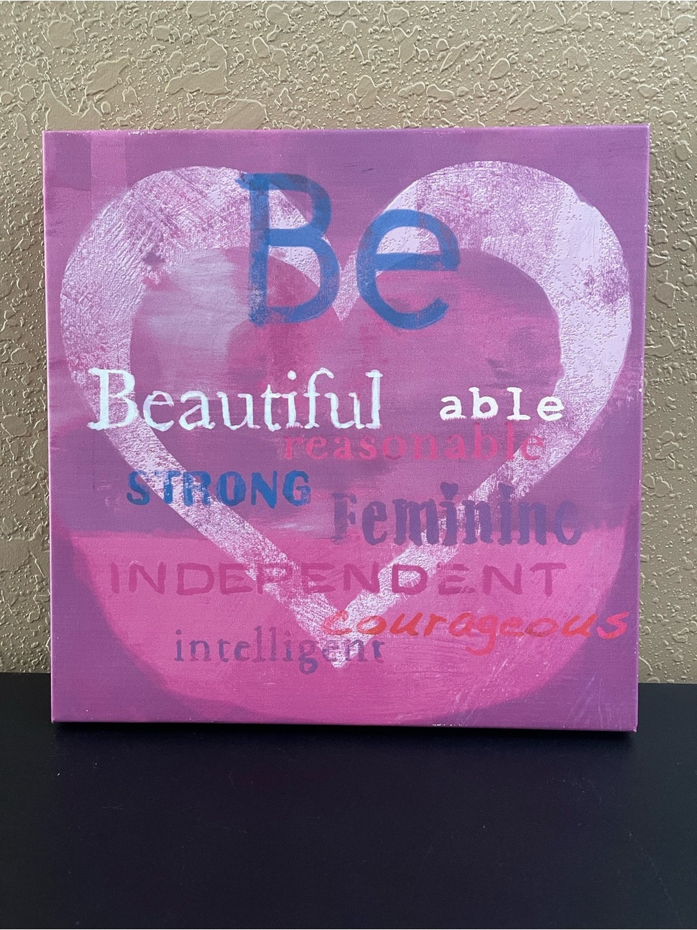 Be Beautiful Pink Inspirational Heart Wall Art Print